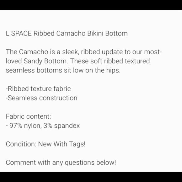 Ribbed Camacho Bikini bottoms NWOT - Picture 2 of 4